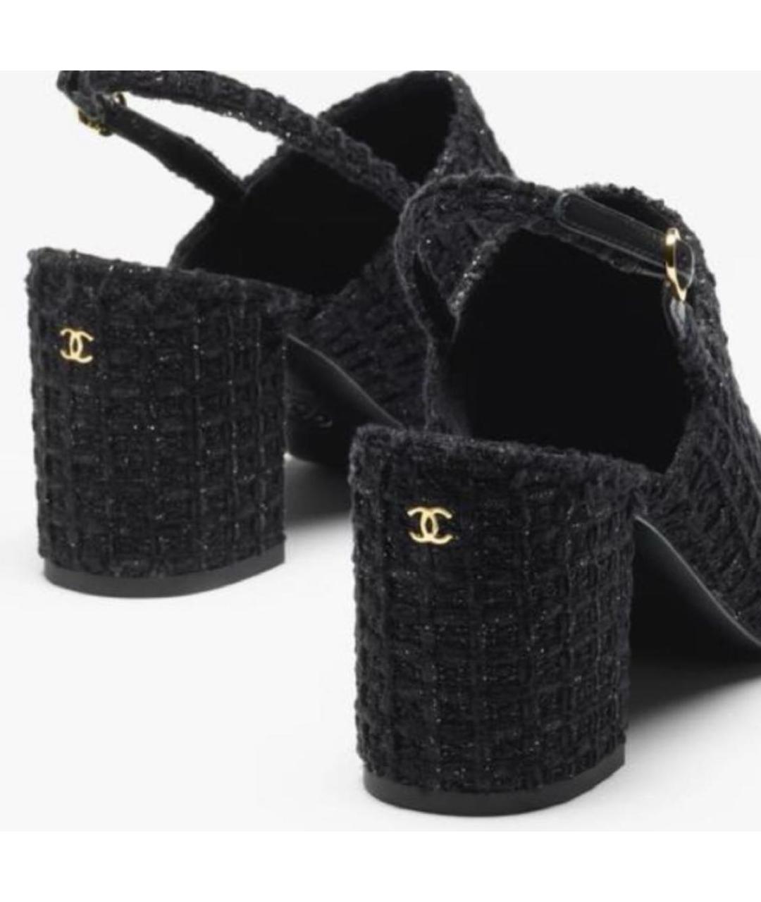 CHANEL Черные текстильные туфли, фото 3