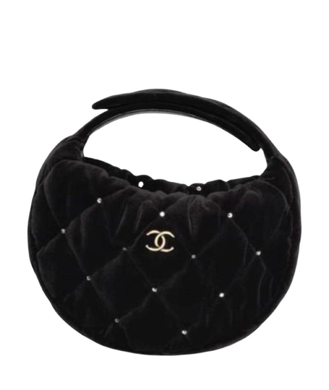 CHANEL Черная бархатная сумка с короткими ручками, фото 1