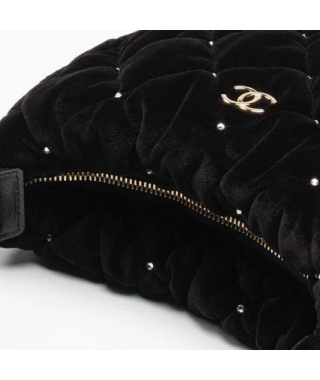CHANEL Черная бархатная сумка с короткими ручками, фото 4