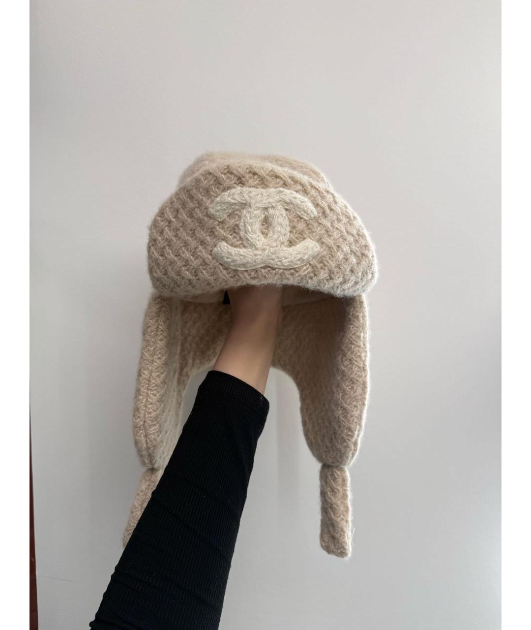 CHANEL Бежевая кашемировая шапка, фото 6