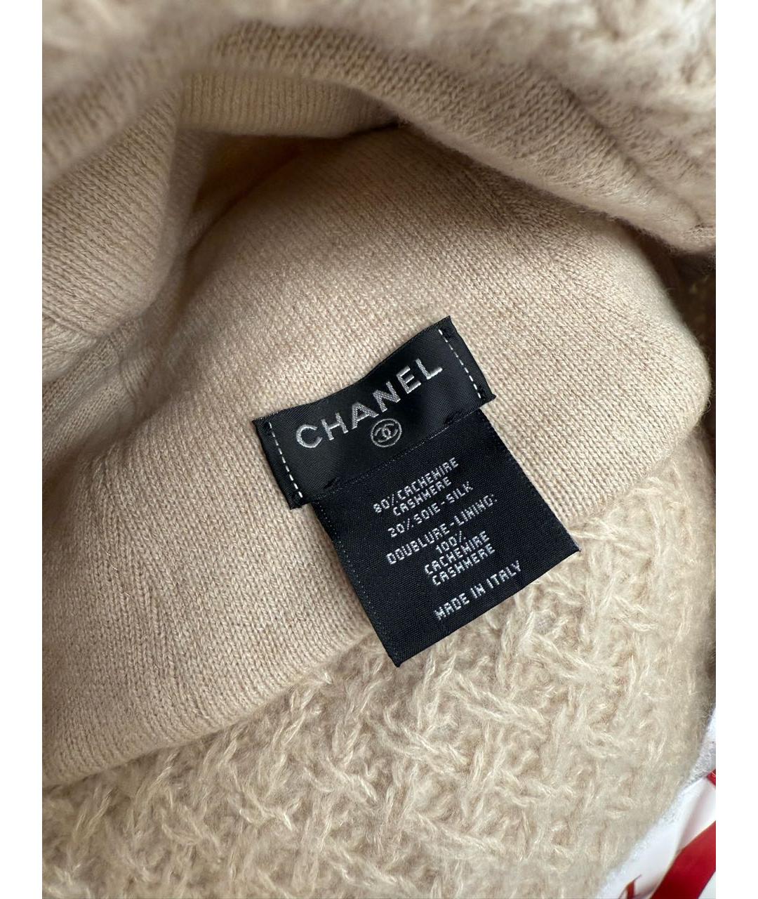 CHANEL Бежевая кашемировая шапка, фото 5
