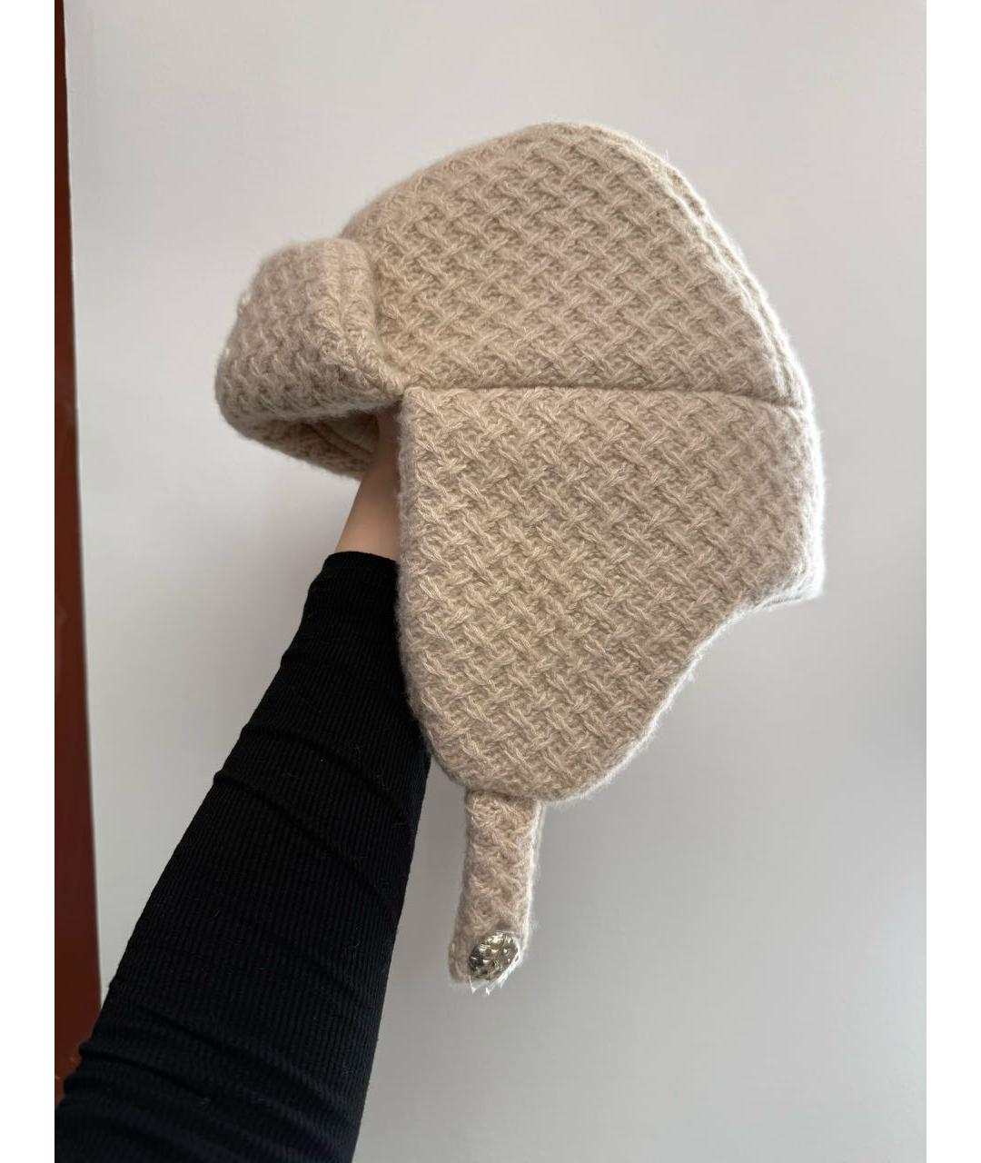 CHANEL Бежевая кашемировая шапка, фото 4