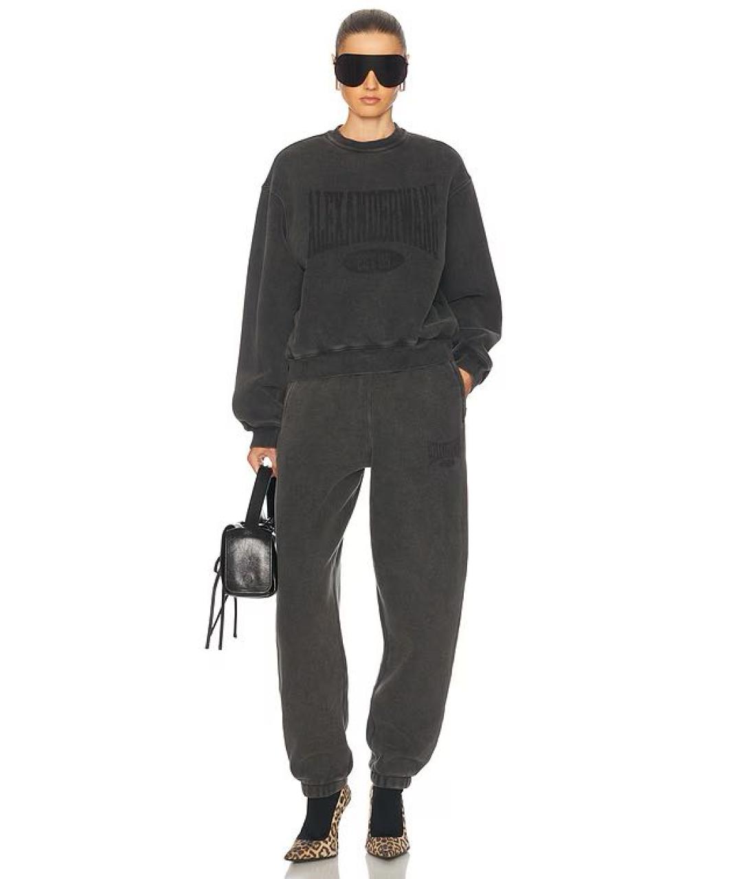 T BY ALEXANDER WANG Антрацитовый хлопковый костюм с брюками, фото 7