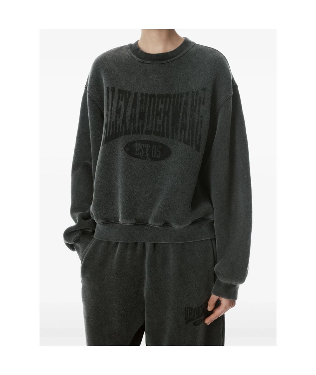 T BY ALEXANDER WANG Антрацитовый хлопковый костюм с брюками, фото 5