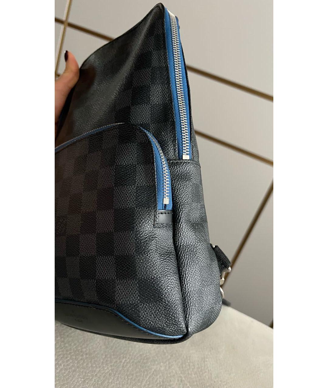 LOUIS VUITTON Антрацитовая кожаная сумка на плечо, фото 6