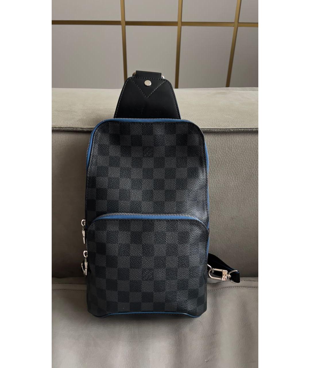 LOUIS VUITTON Антрацитовая кожаная сумка на плечо, фото 9