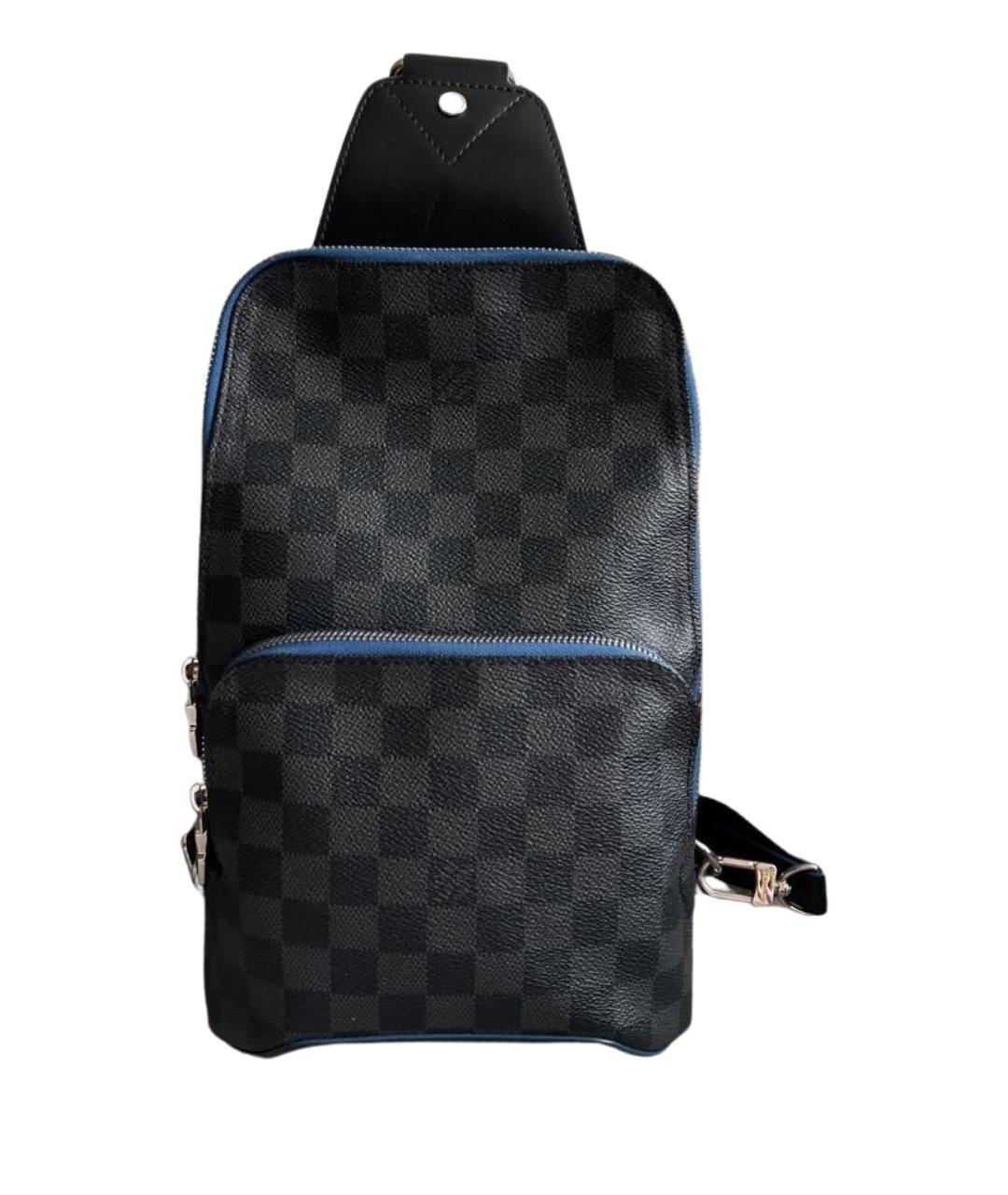 LOUIS VUITTON Антрацитовая кожаная сумка на плечо, фото 1