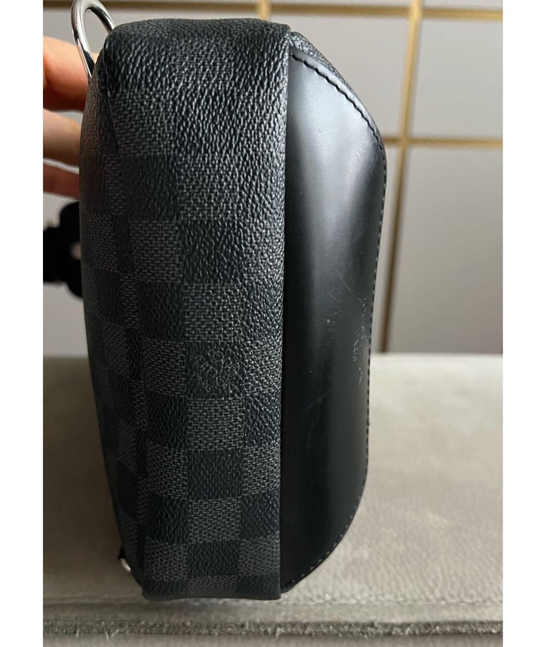 LOUIS VUITTON Антрацитовая кожаная сумка на плечо, фото 5