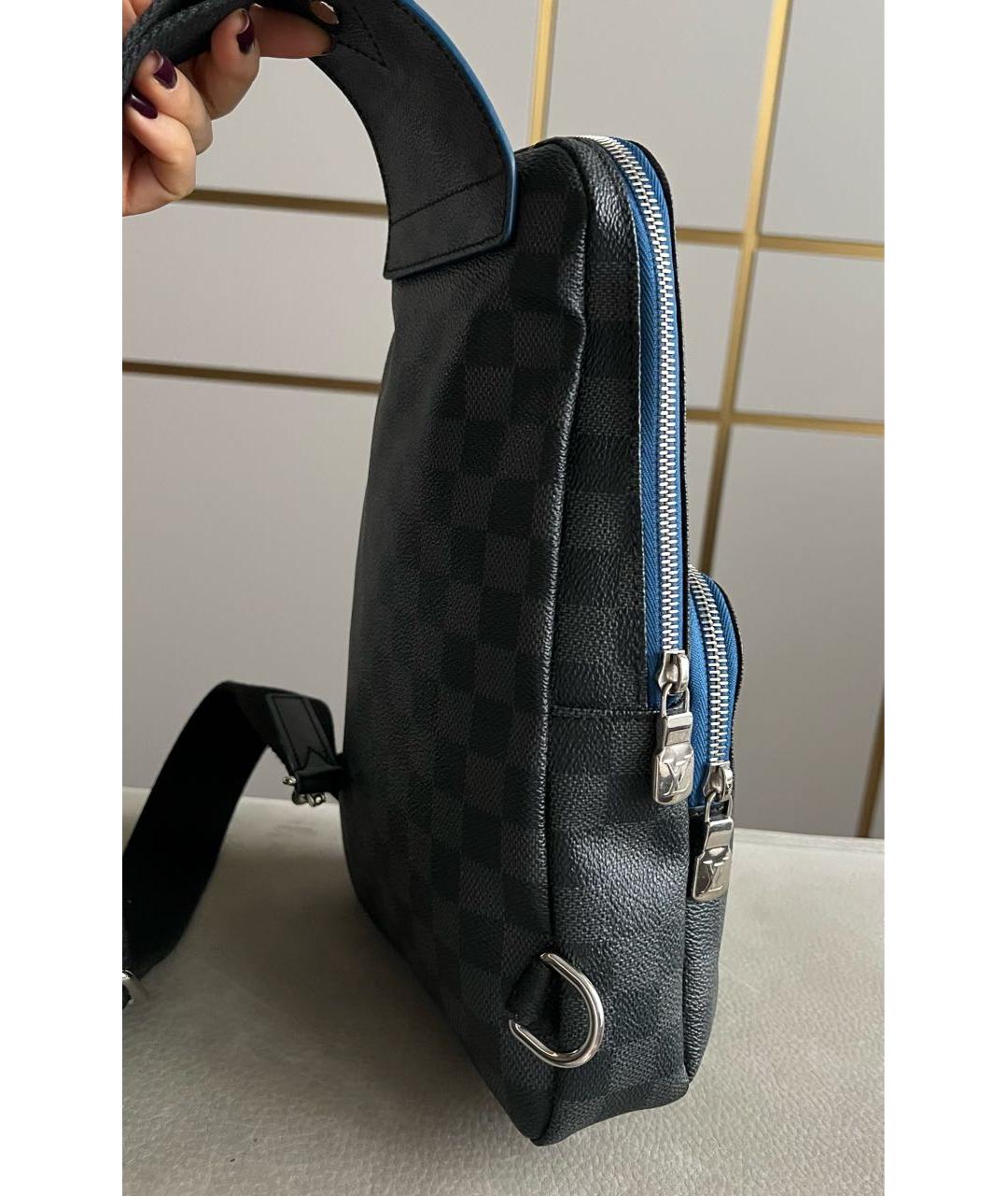 LOUIS VUITTON Антрацитовая кожаная сумка на плечо, фото 3