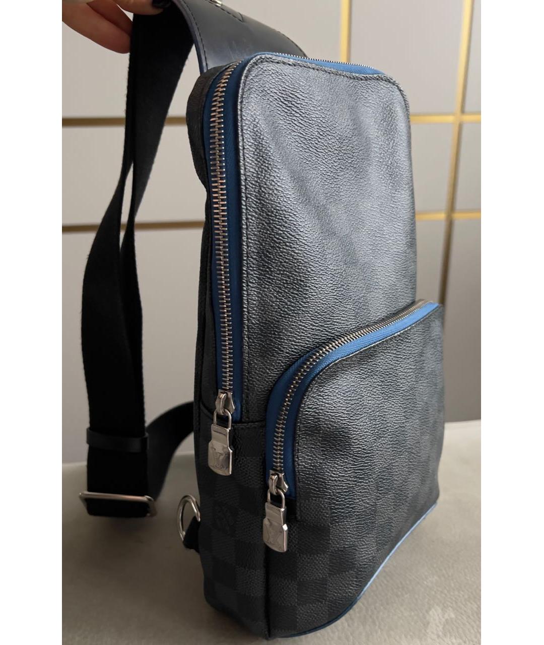 LOUIS VUITTON Антрацитовая кожаная сумка на плечо, фото 2