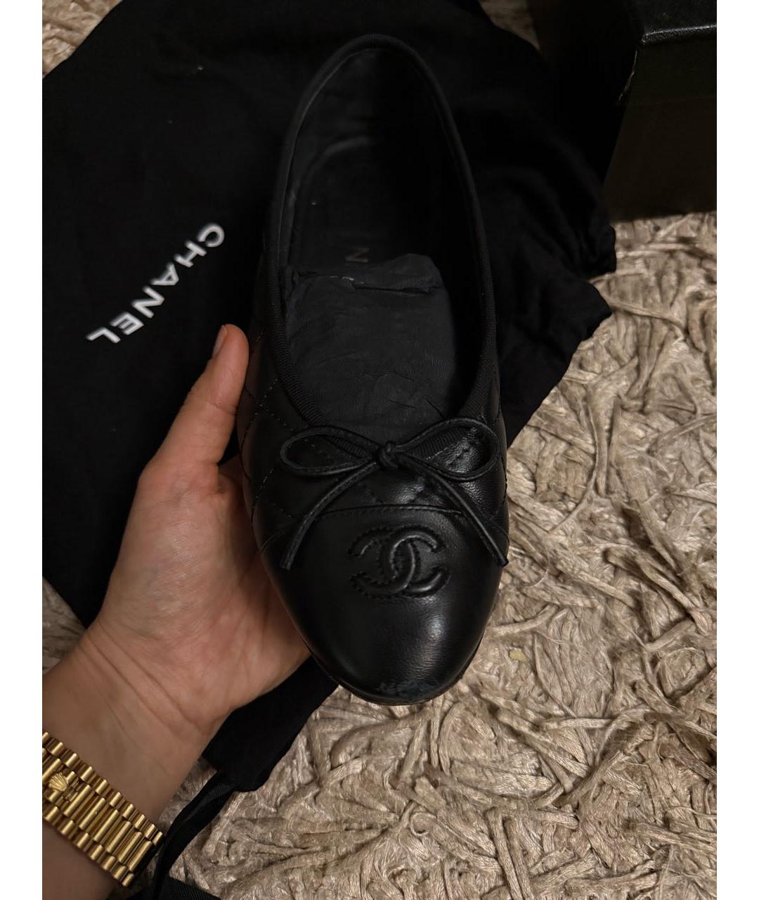 CHANEL Черные кожаные балетки, фото 7