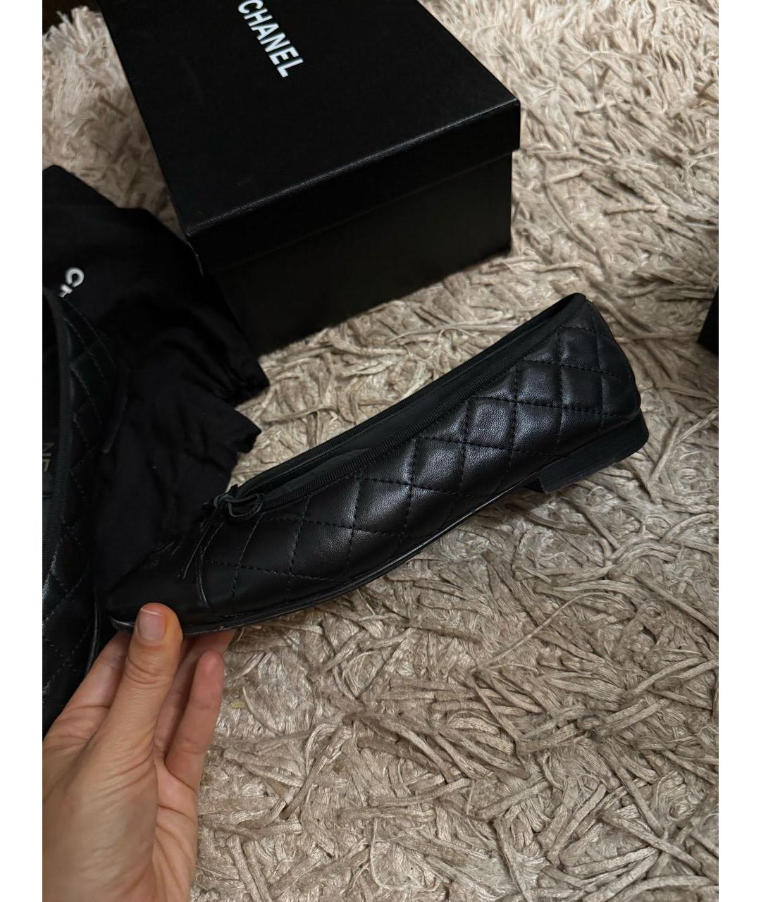 CHANEL Черные кожаные балетки, фото 8