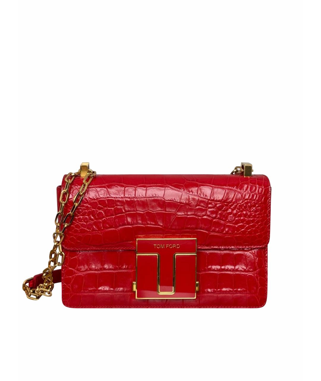 TOM FORD Красная кожаная сумка с короткими ручками, фото 1