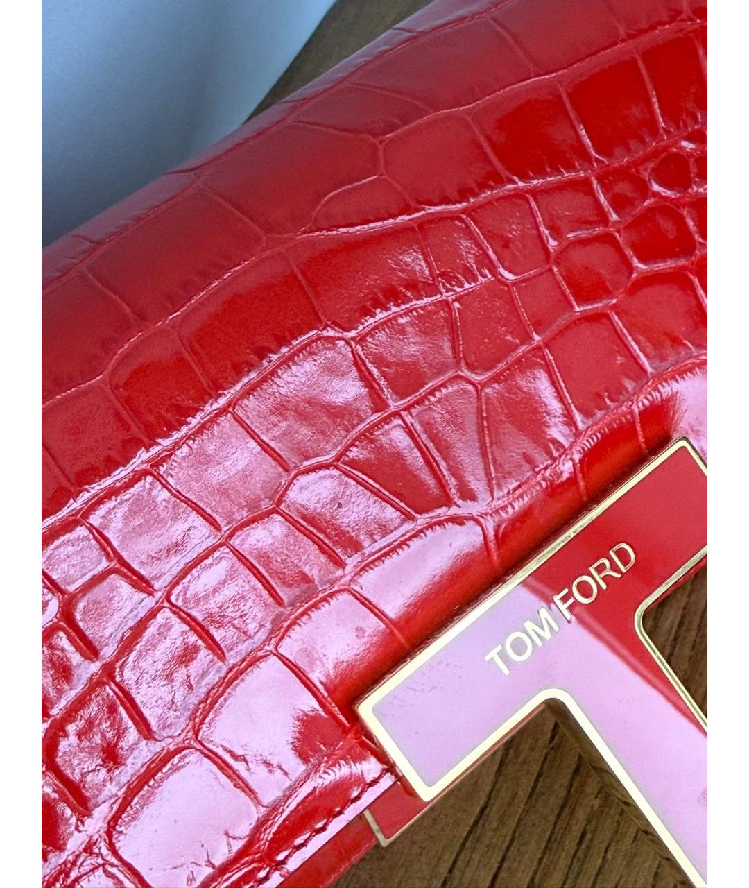 TOM FORD Красная кожаная сумка с короткими ручками, фото 5