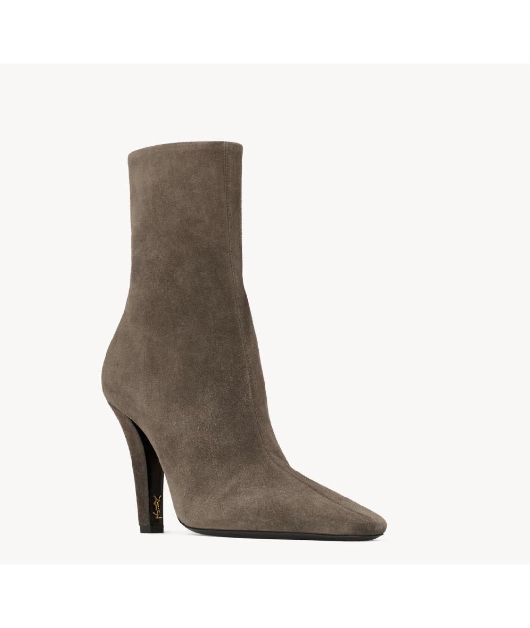 SAINT LAURENT Серые замшевые ботильоны, фото 4