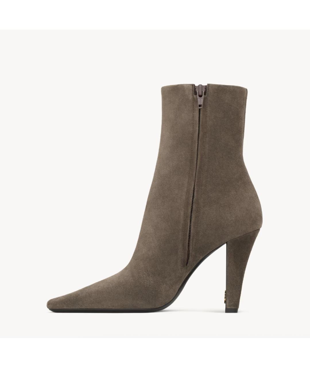 SAINT LAURENT Серые замшевые ботильоны, фото 3