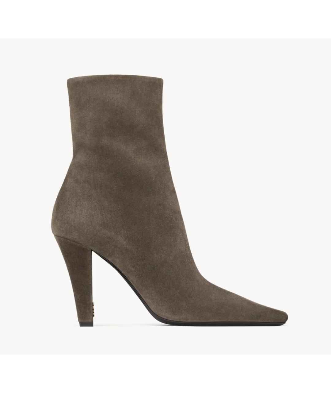 SAINT LAURENT Серые замшевые ботильоны, фото 6