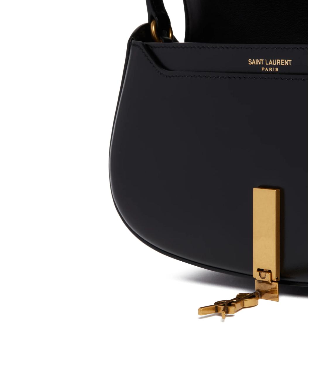 SAINT LAURENT Черная кожаная сумка через плечо, фото 2