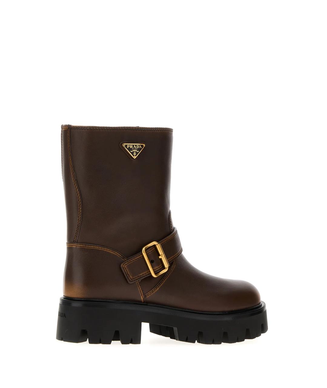 PRADA Коричневые кожаные ботинки, фото 3