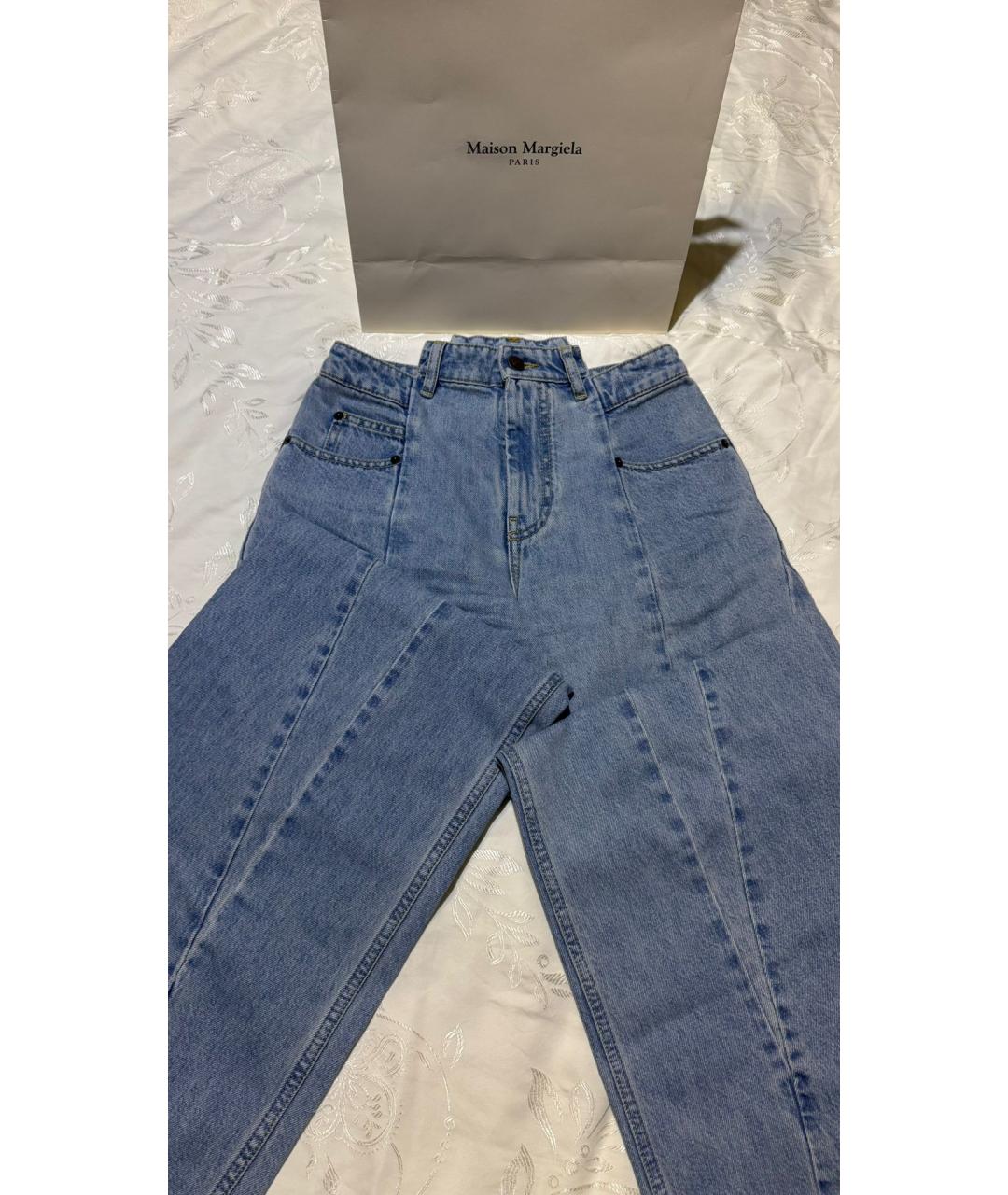 MAISON MARGIELA Голубые хлопковые джинсы клеш, фото 2