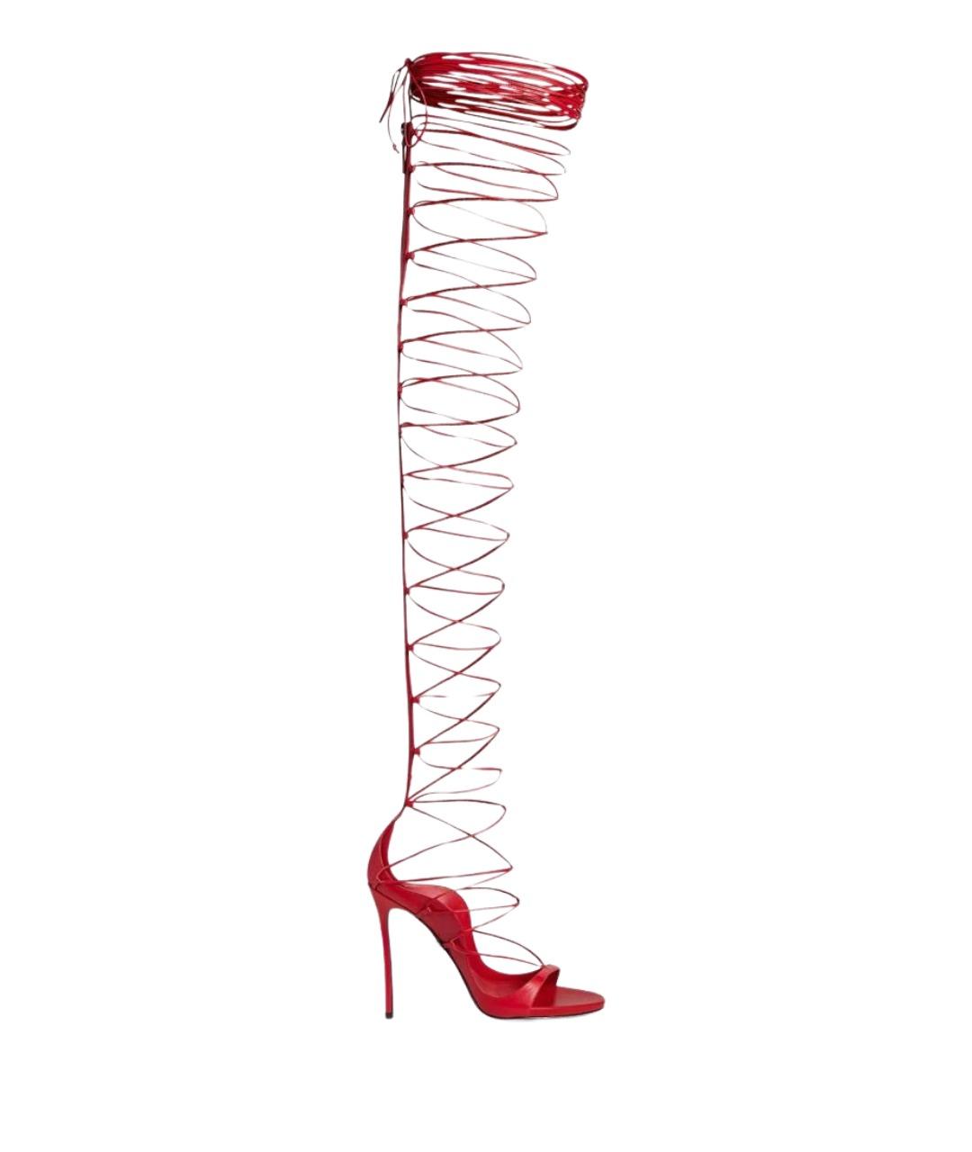DSQUARED2 Красные кожаные босоножки, фото 1