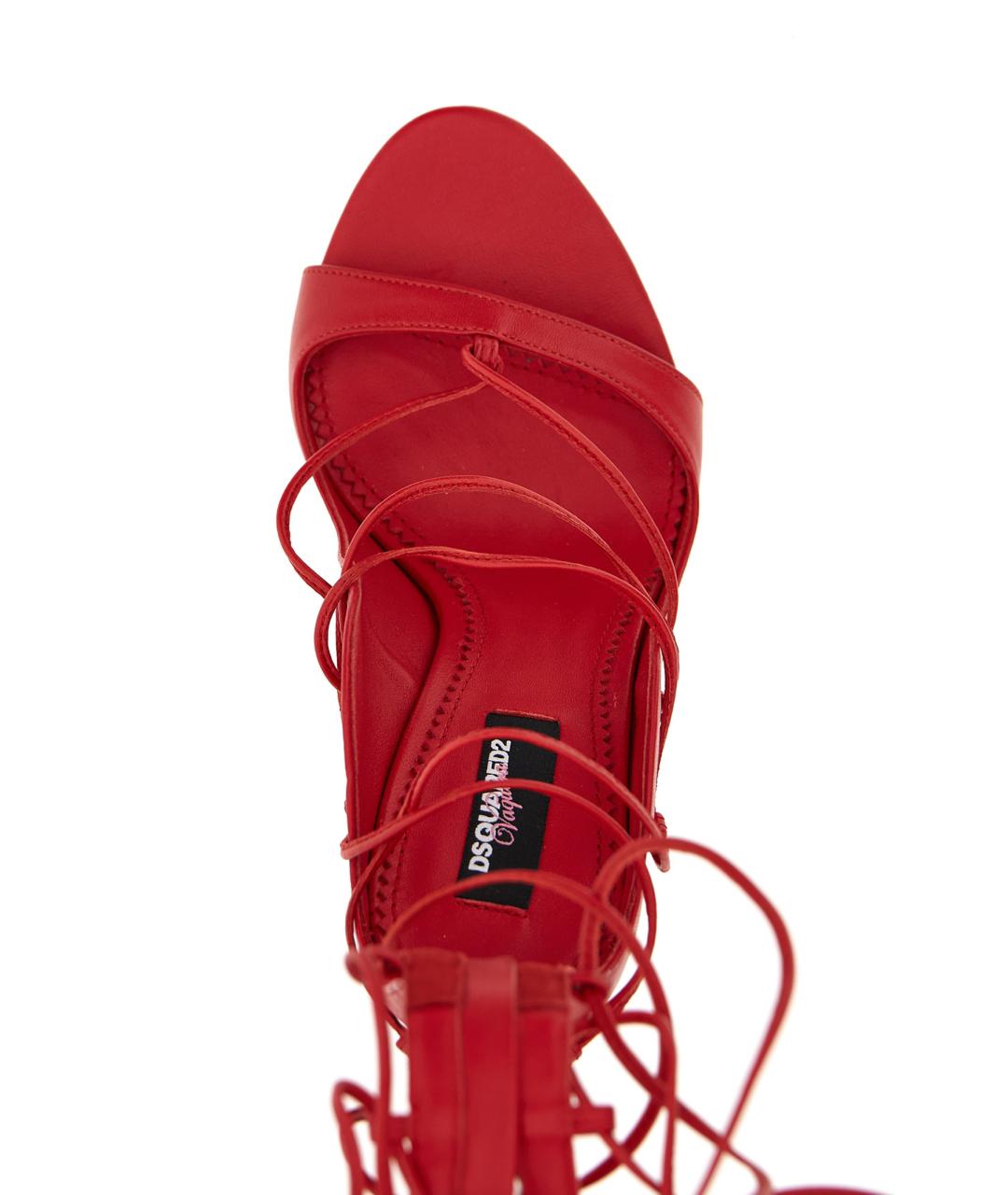 DSQUARED2 Красные кожаные босоножки, фото 3