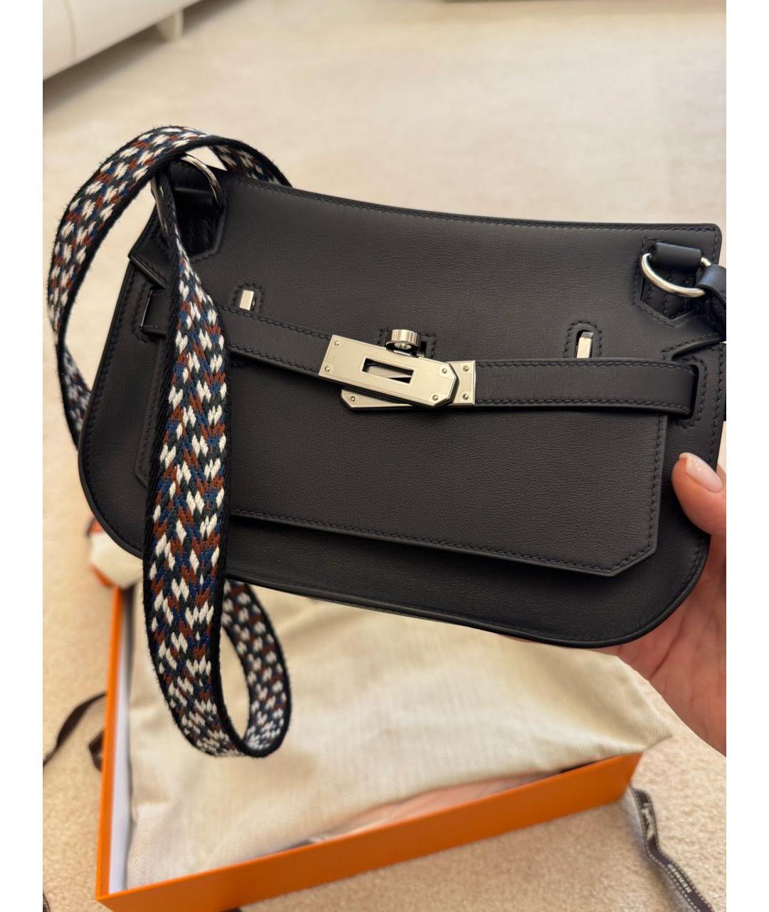 HERMES Темно-синяя кожаная сумка через плечо, фото 2
