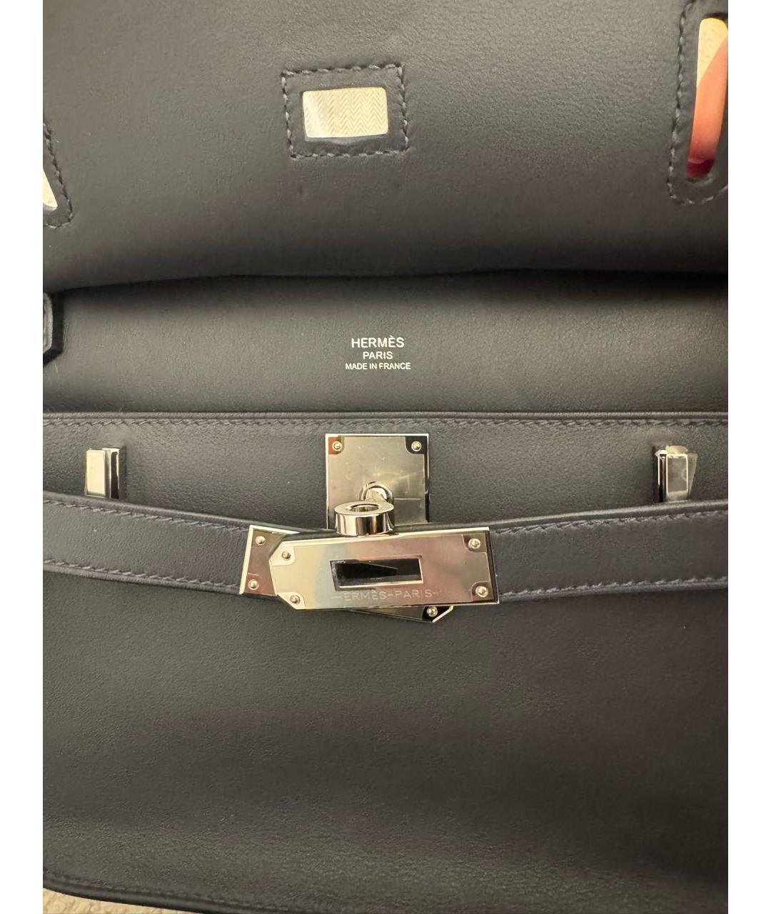HERMES Темно-синяя кожаная сумка через плечо, фото 4