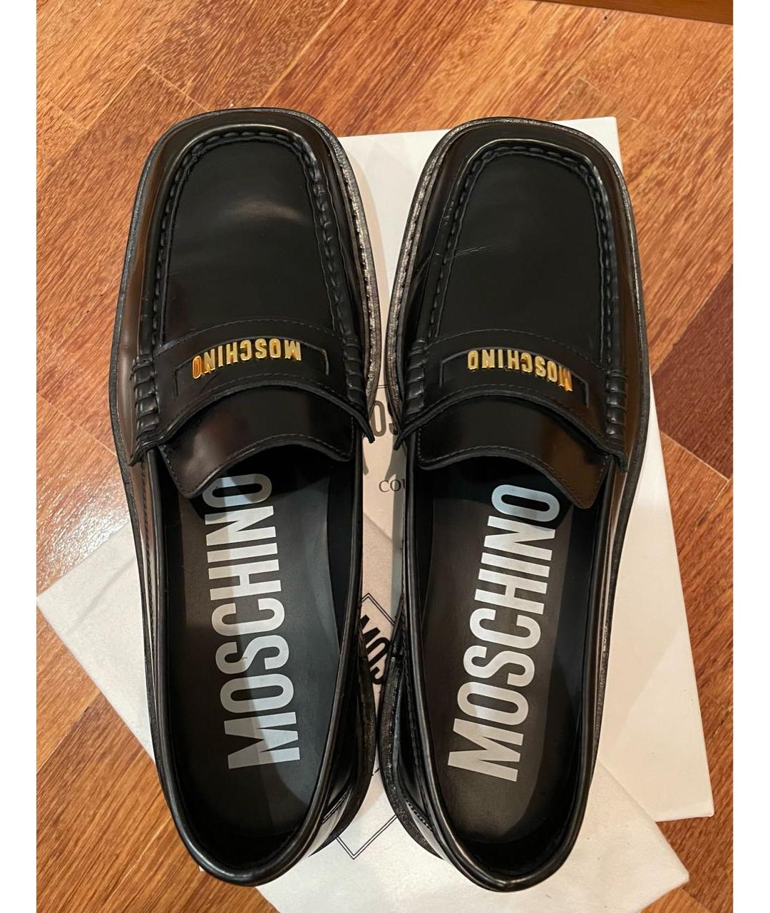 MOSCHINO Черные кожаные лоферы, фото 3