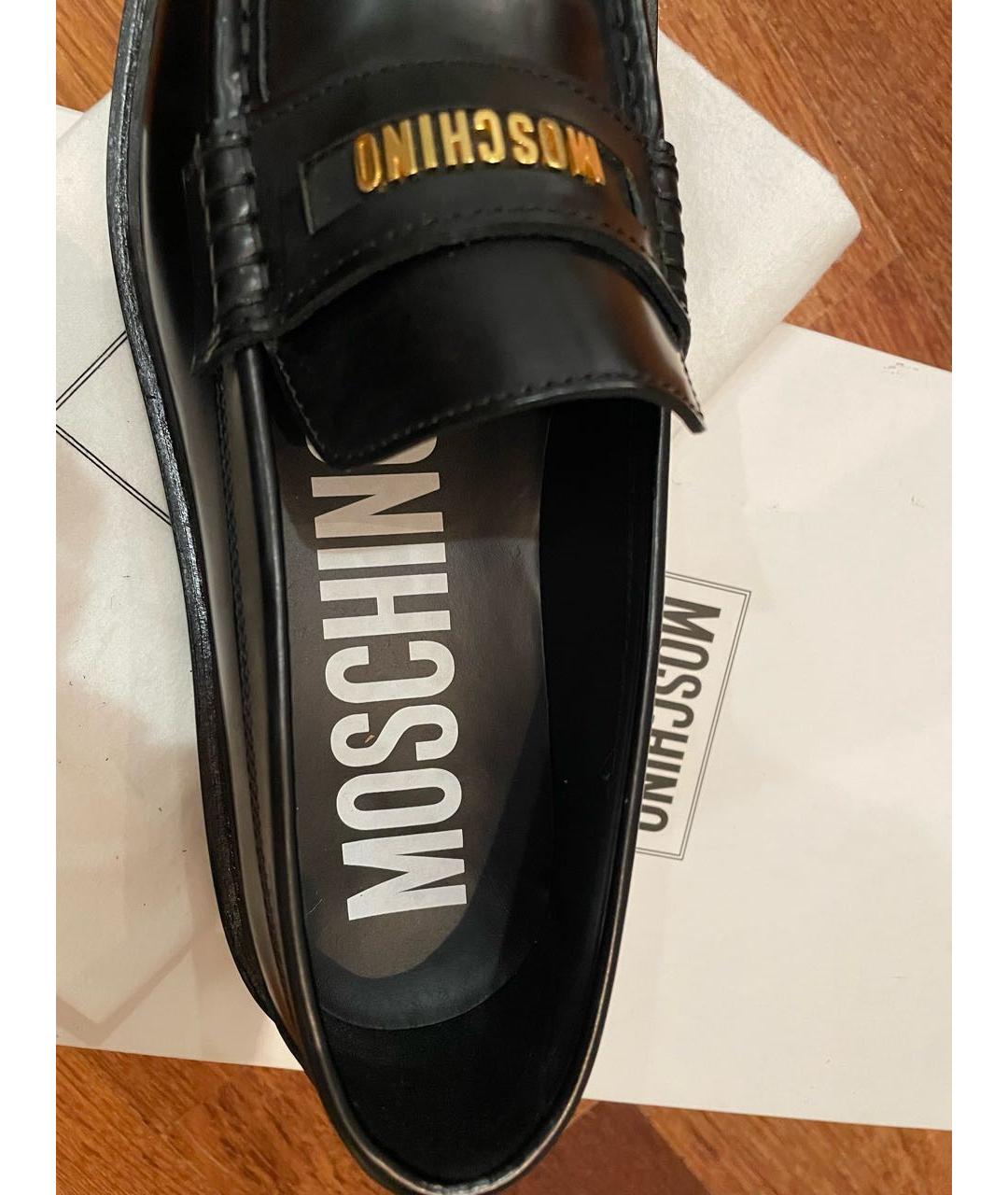 MOSCHINO Черные кожаные лоферы, фото 6