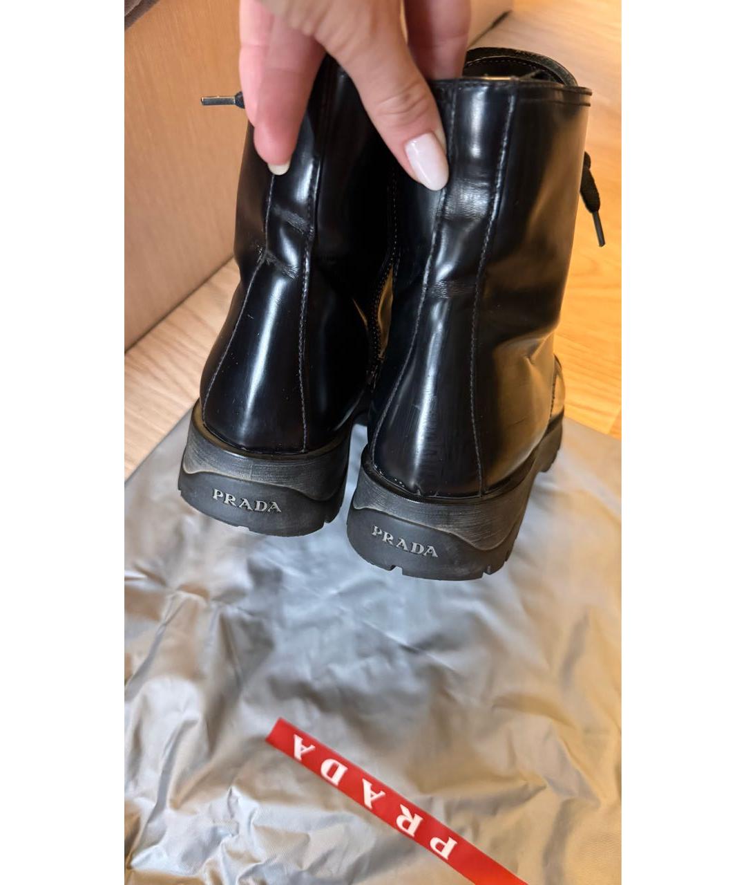 PRADA Черные кожаные ботинки, фото 5
