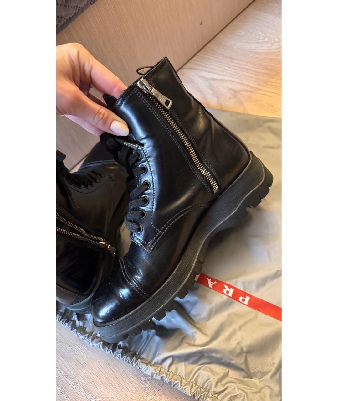 PRADA Черные кожаные ботинки, фото 8