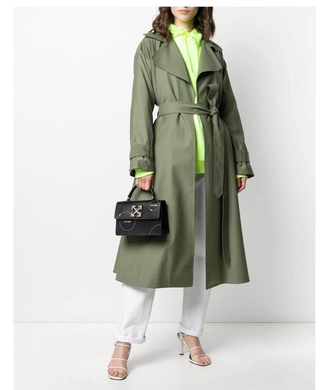 OFF-WHITE Черная кожаная сумка с короткими ручками, фото 6