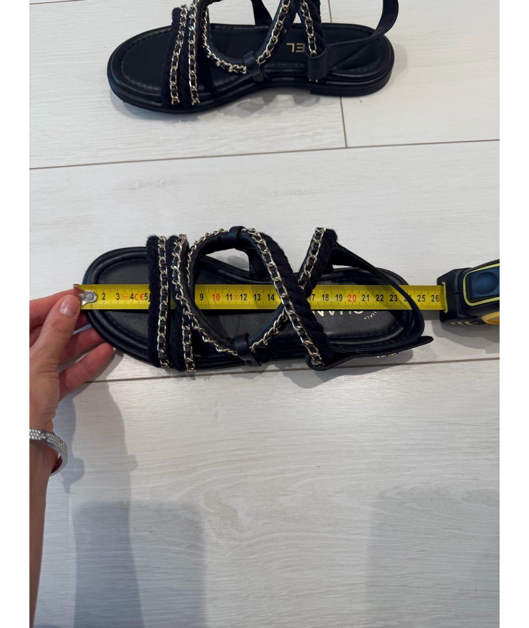 CHANEL Черные кожаные сандалии, фото 7