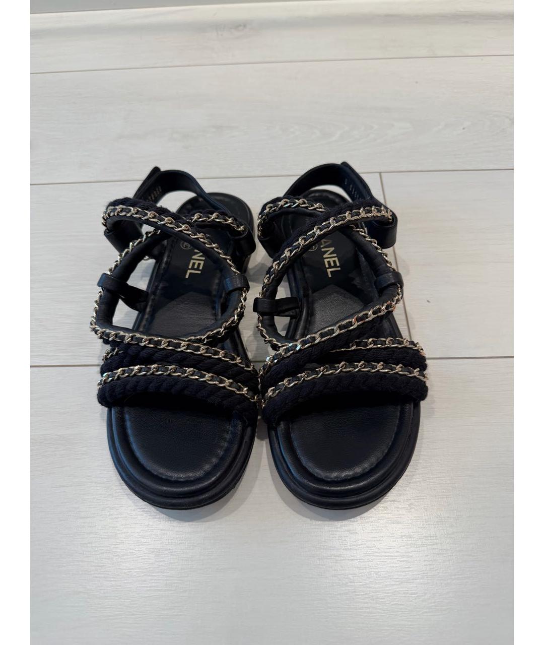 CHANEL Черные кожаные сандалии, фото 3