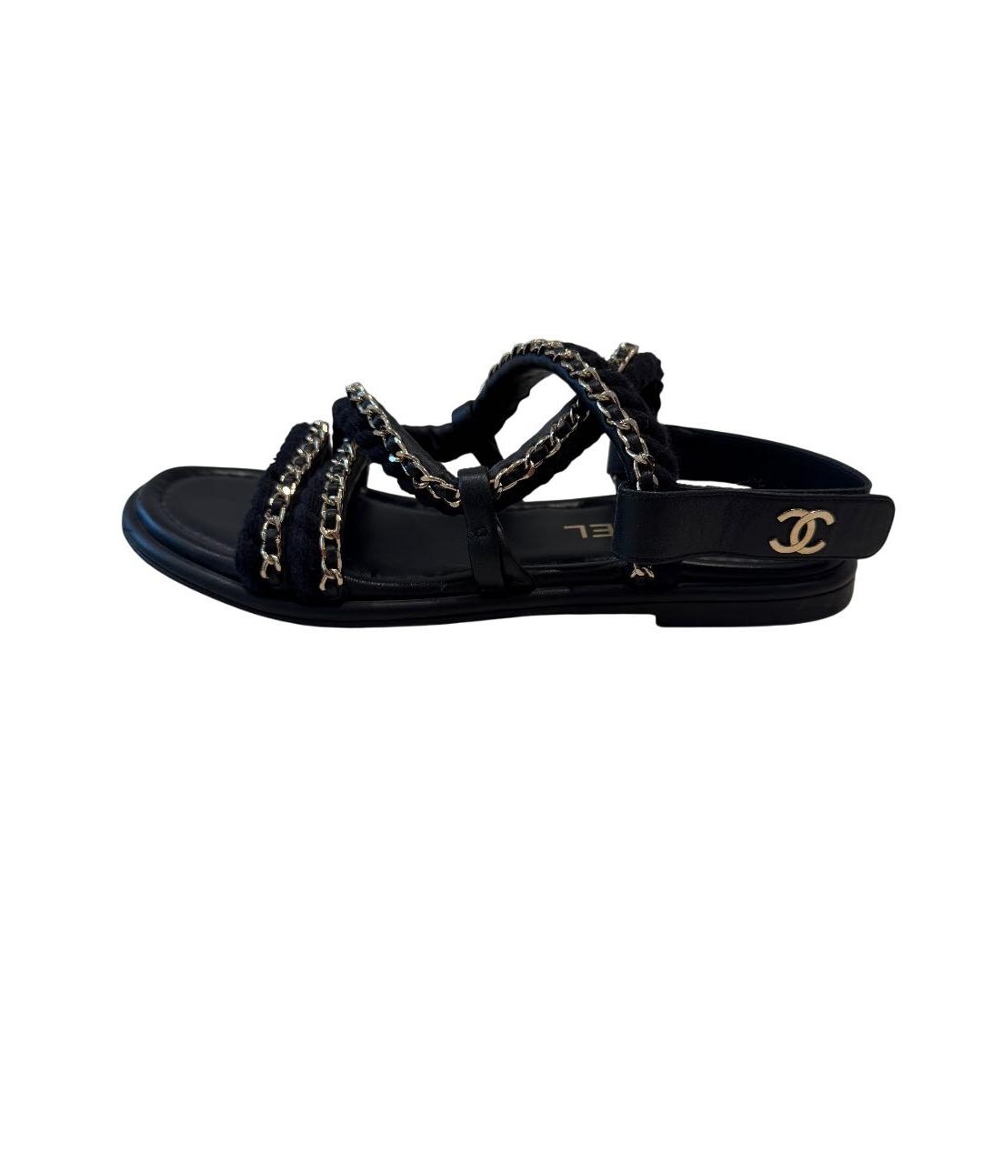 CHANEL Черные кожаные сандалии, фото 8