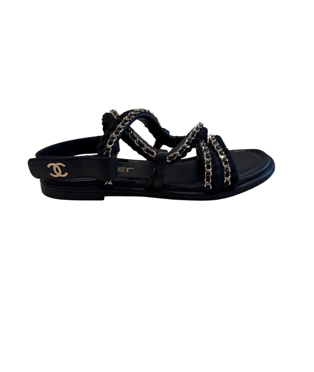 CHANEL Черные кожаные сандалии, фото 1