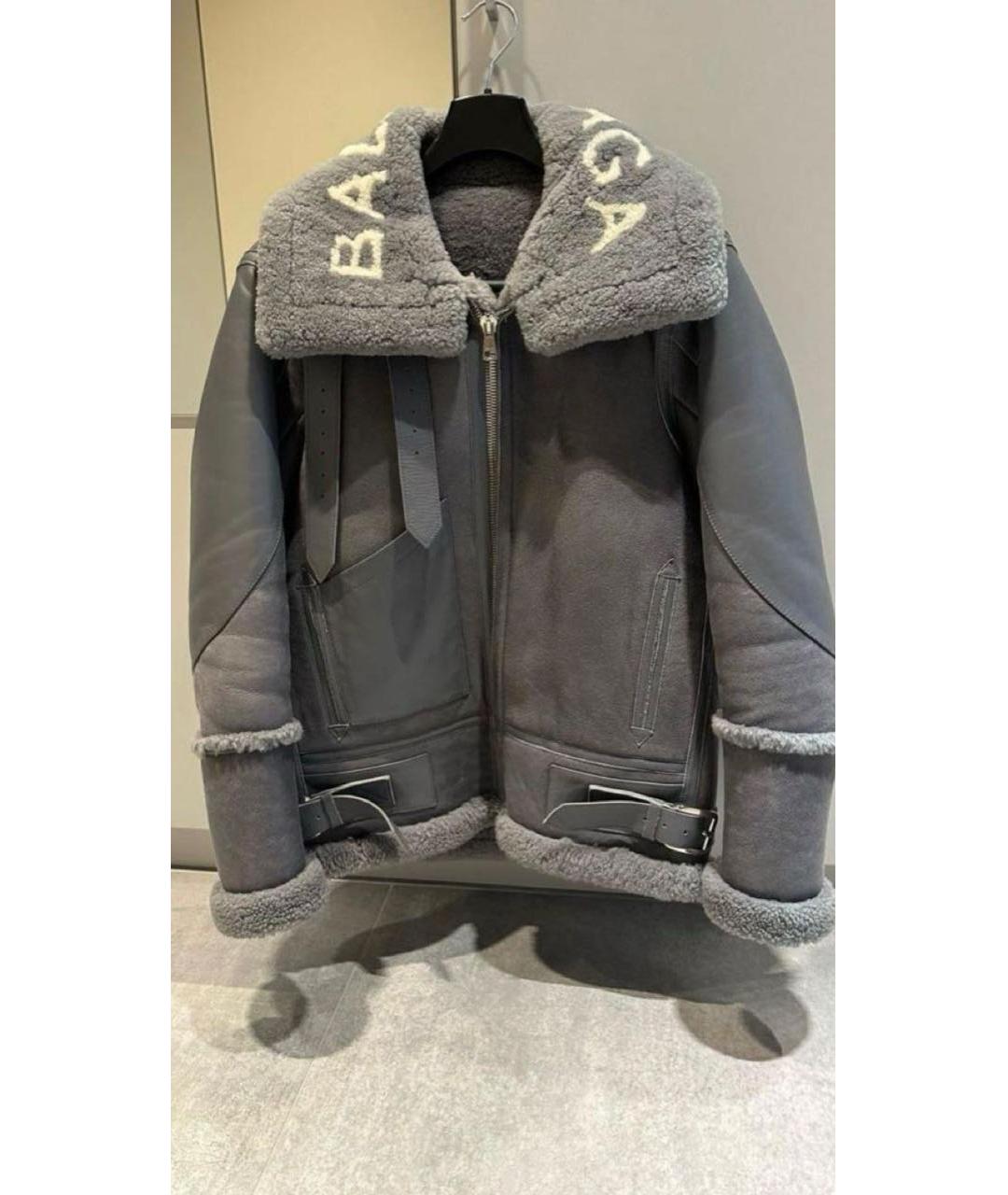 BALENCIAGA Серая кожаная дубленка, фото 9