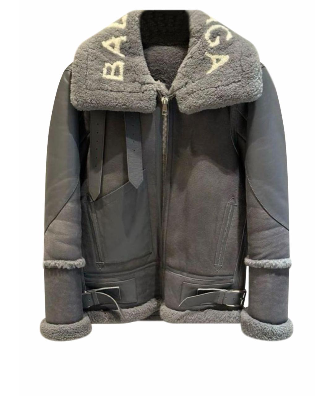 BALENCIAGA Серая кожаная дубленка, фото 1