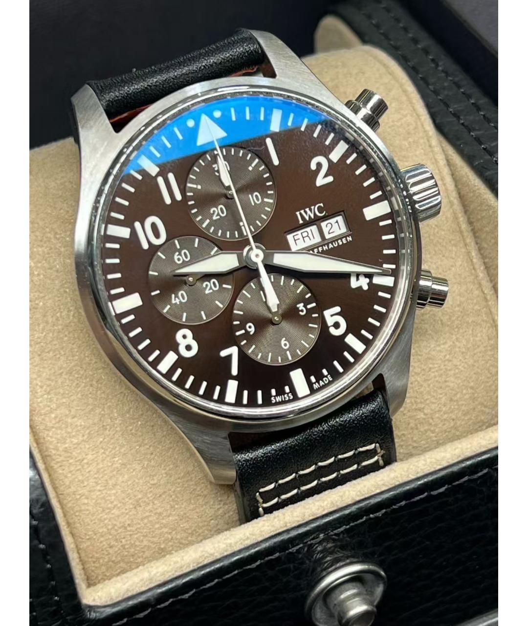 IWC Schaffhausen Черные стальные часы, фото 2