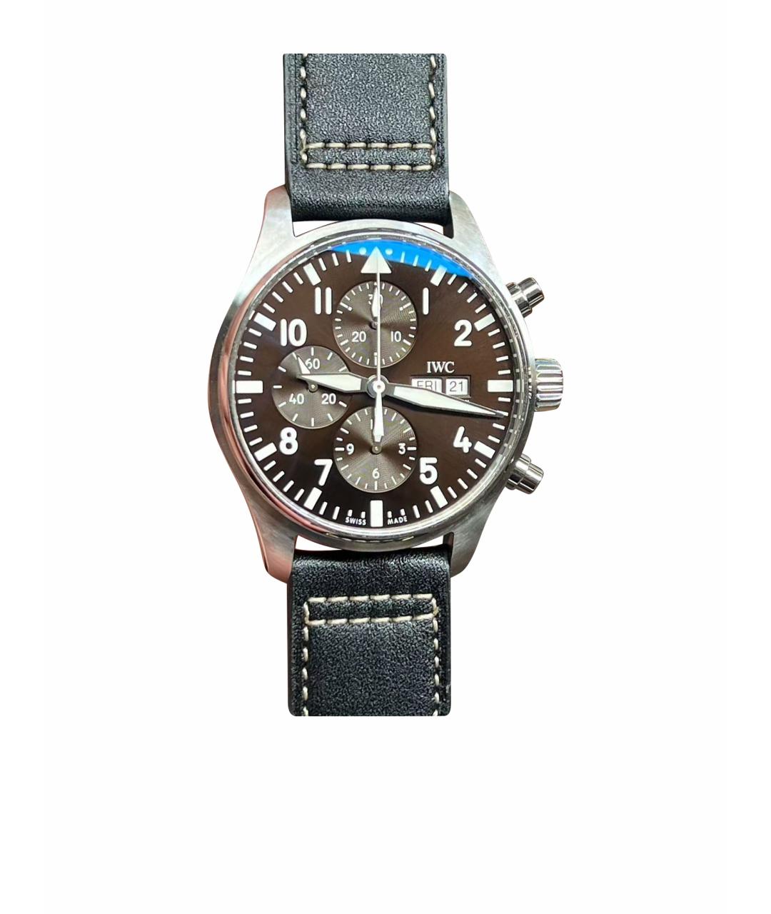 IWC Schaffhausen Черные стальные часы, фото 1