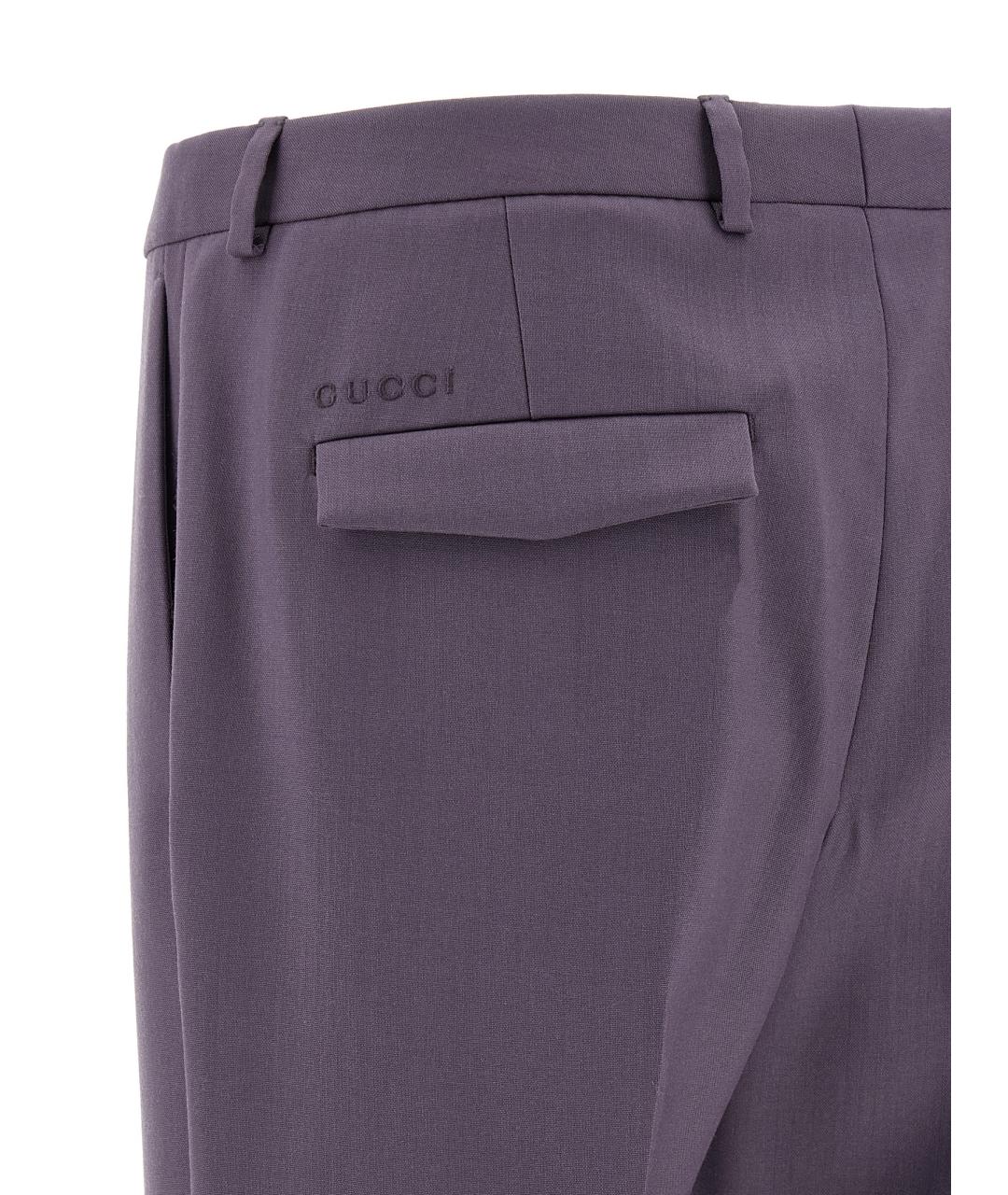 GUCCI Фиолетовые шерстяные классические брюки, фото 4