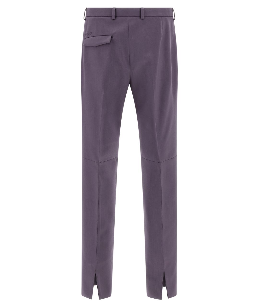 GUCCI Фиолетовые шерстяные классические брюки, фото 2