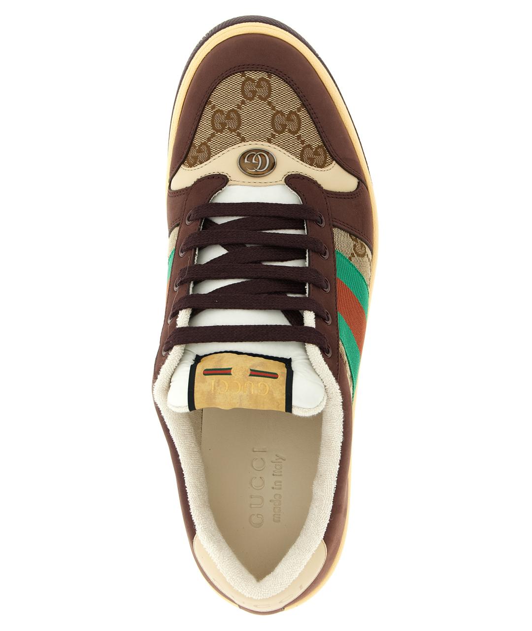 GUCCI Коричневые кожаные низкие кроссовки / кеды, фото 4
