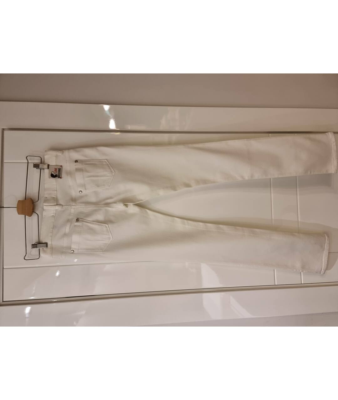 LOVE MOSCHINO Белые хлопко-лиоцелловые прямые джинсы, фото 2