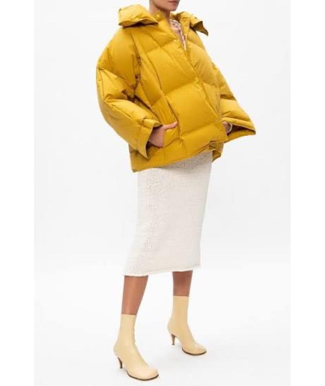 BOTTEGA VENETA Горчичный хлопковый пуховик, фото 7
