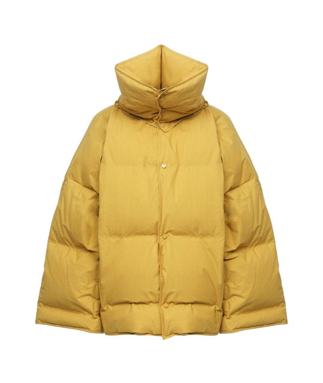 BOTTEGA VENETA Горчичный хлопковый пуховик, фото 1