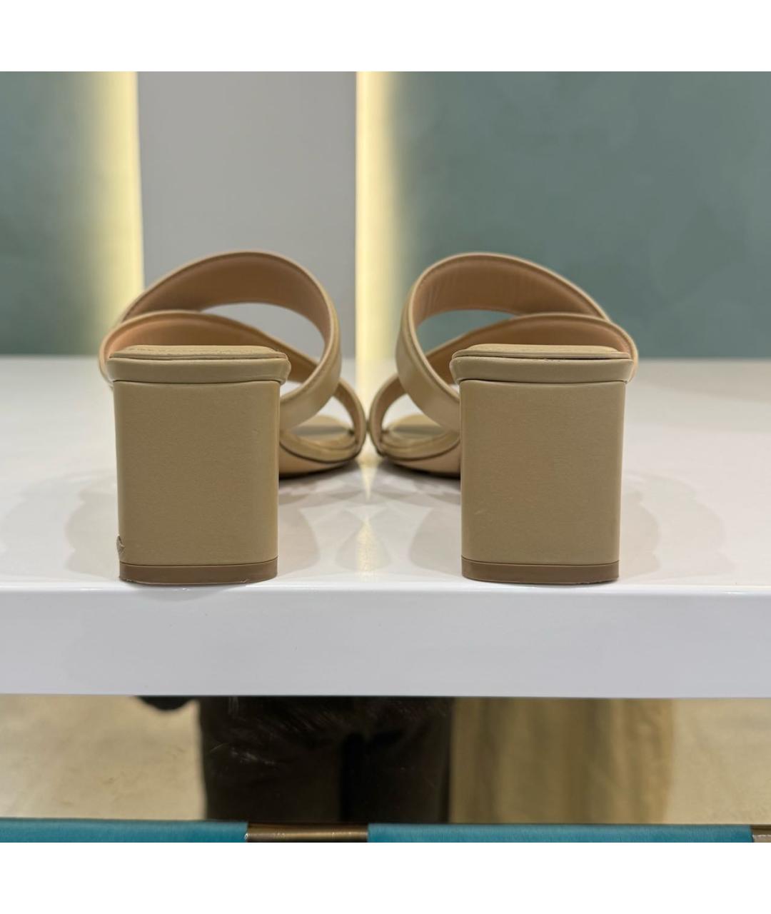 BOTTEGA VENETA Бежевые кожаные мюли, фото 3