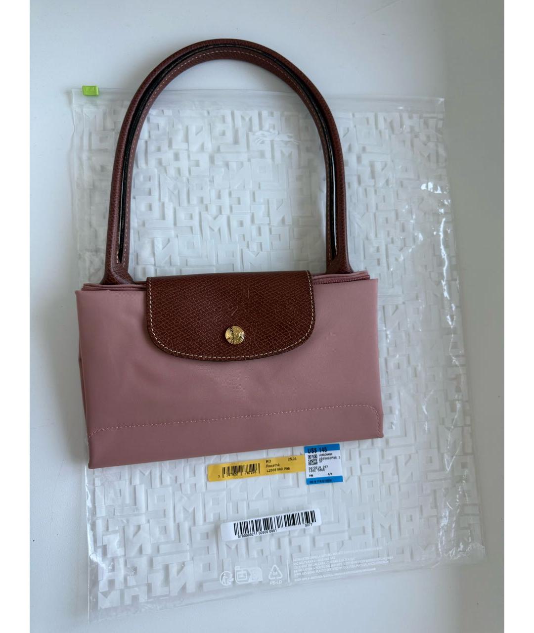 LONGCHAMP Розовая тканевая сумка тоут, фото 6