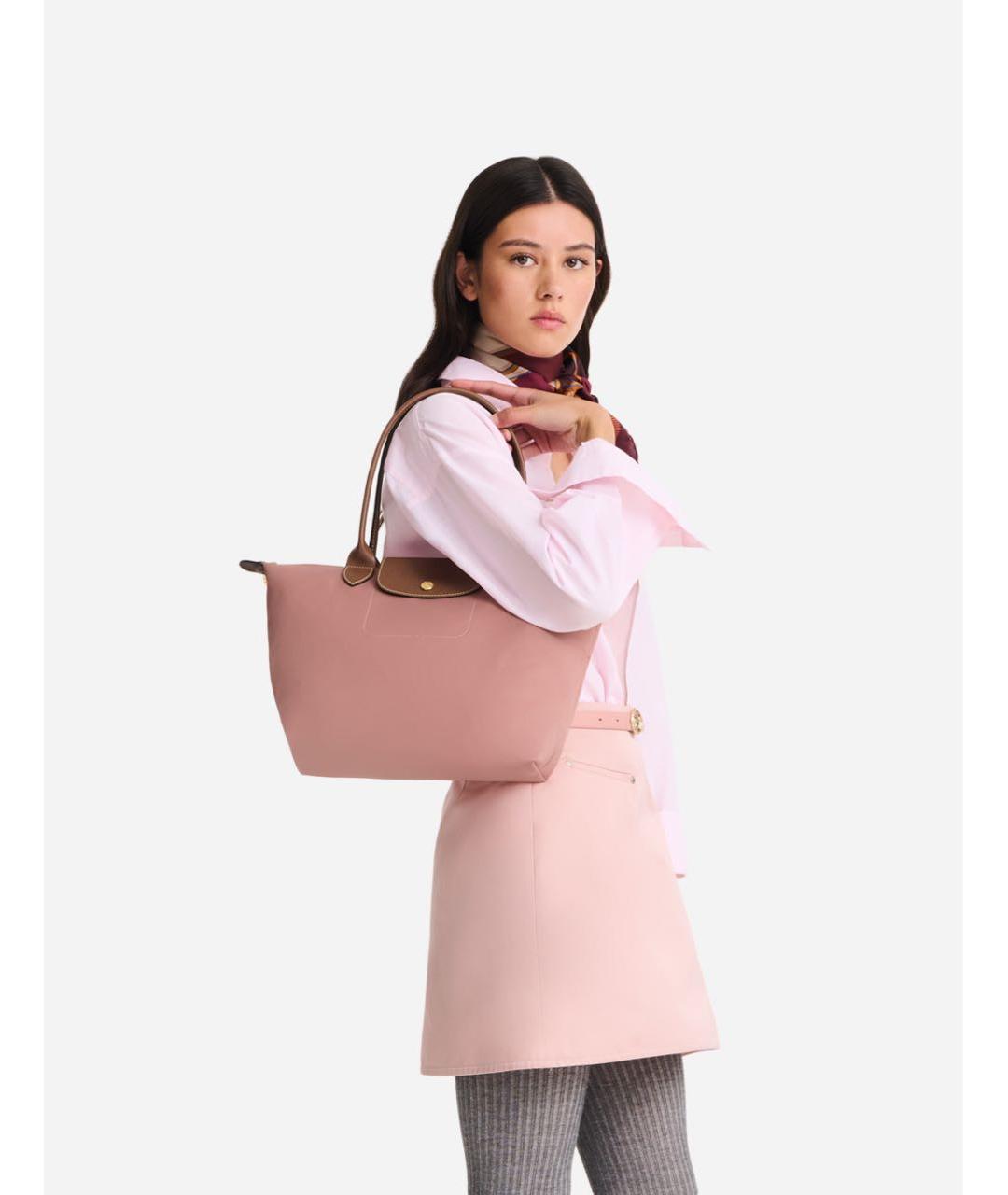 LONGCHAMP Розовая тканевая сумка тоут, фото 2